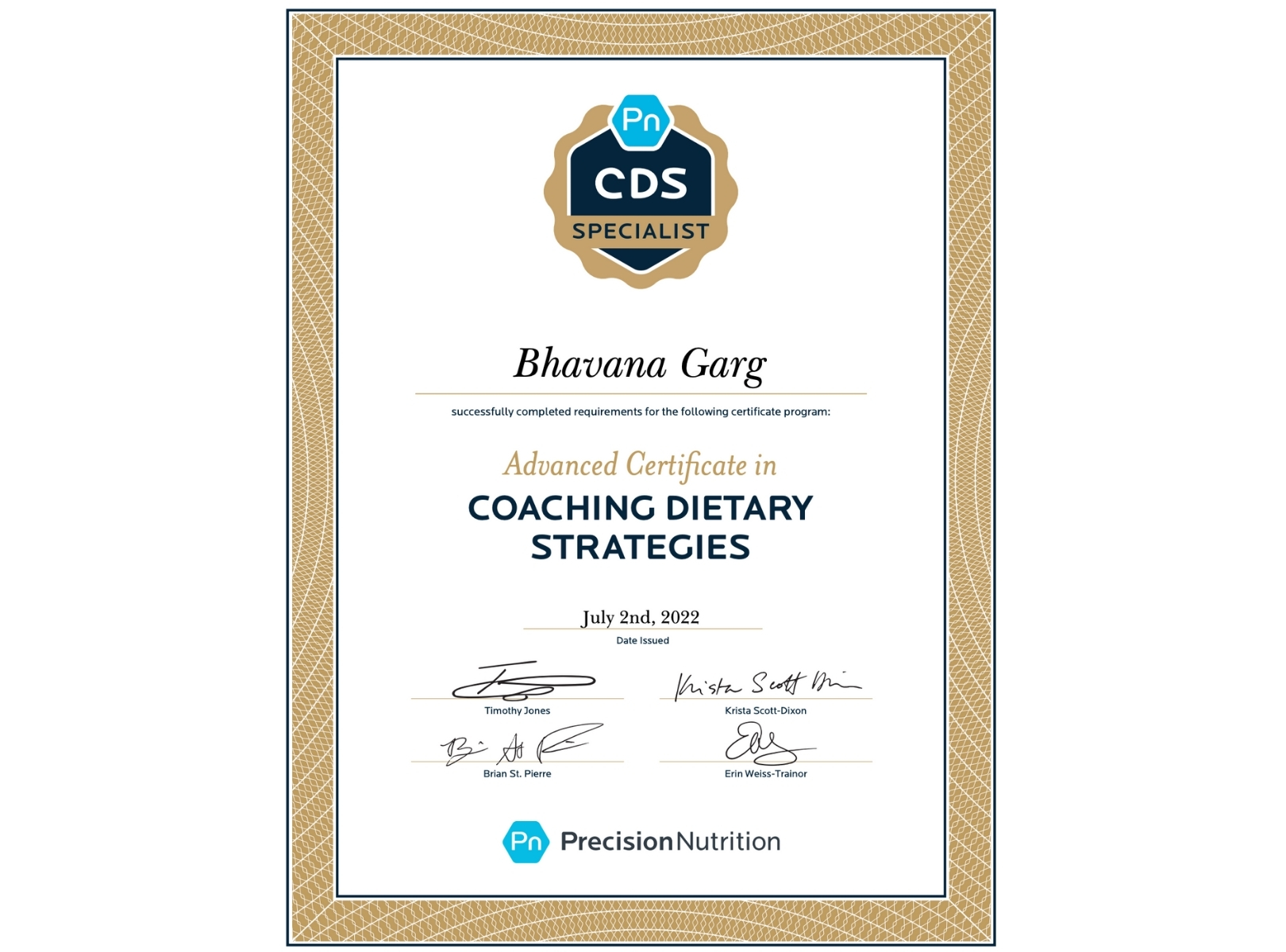 Precision Nutrition Advanced Certificate in Dietary Strategies